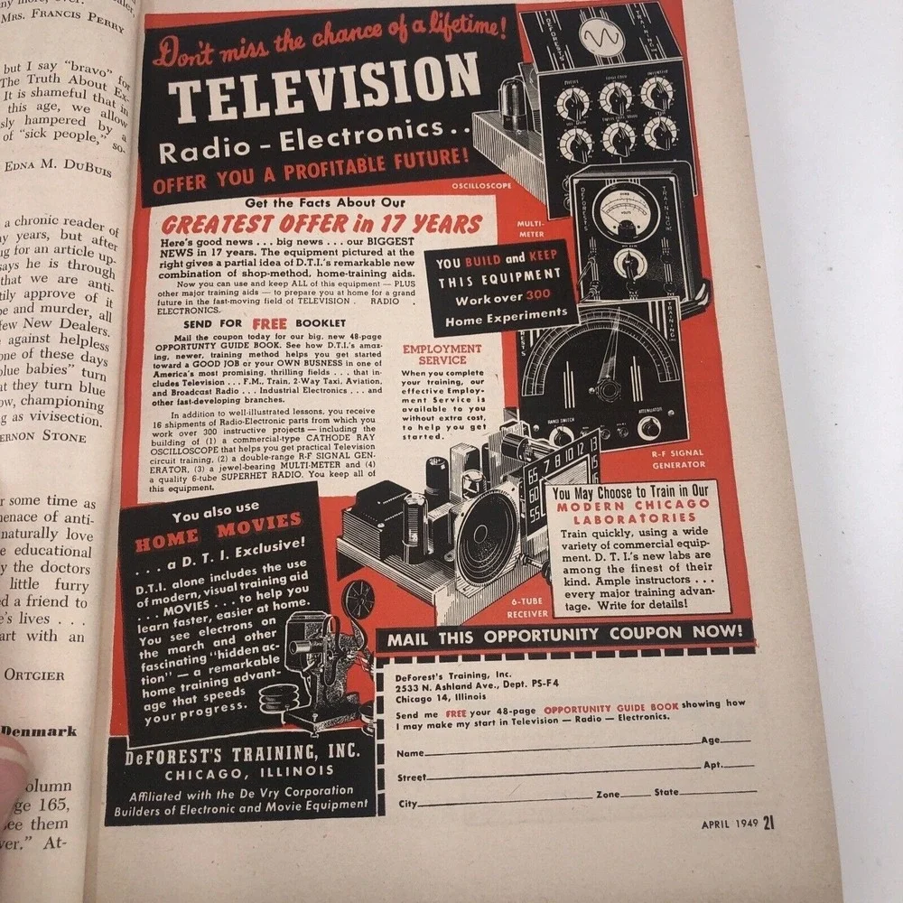 Vintage Popular Science April 1949 Magazine Kaiser Utility Car Atomic Age Ads